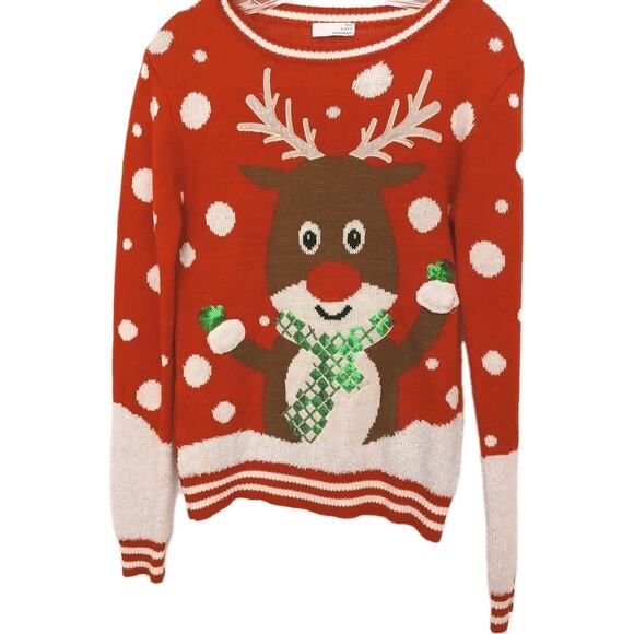 Ten Sixty Sherman Reindeer Ugly Sweater Sz XS Festive Holiday Christmas Sequins - Picture 1 of 15